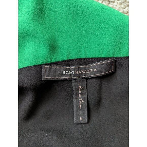 BCBGMaxazria Mika Black Green Asymmetric Tiered Racerback Tank - Picture 7 of 9